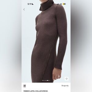 NWOT Mango Midi Ribbed lapel collar Dress size 4